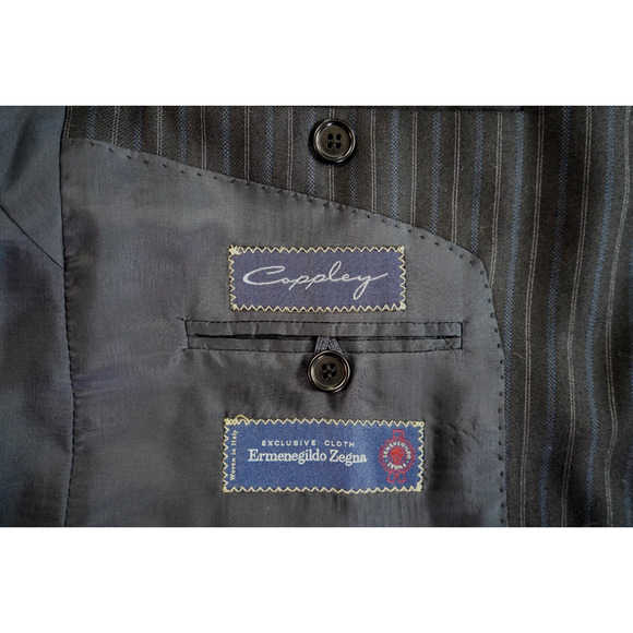 Ermenegildo Zegna Blazer Mens 42S Navy 3 Button Wool Pinstripe Coppley EUC - Picture 6 of 8